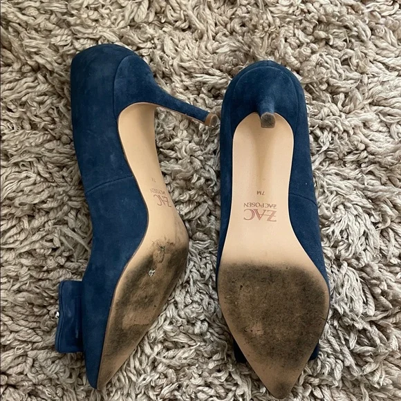 ZAC Zac Posen Dark Blue Heels with Buckle Detail - Picture 3 of 8